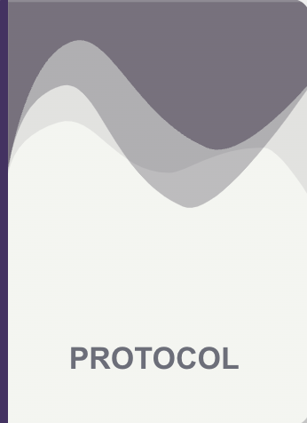 Document with a dark purple line on the left and squiggly lines from the top in grey and purple with the word protocol written in the middle